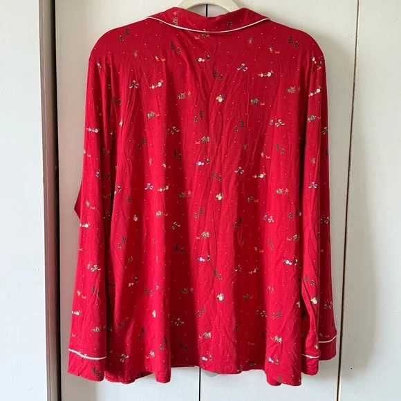 NWT Eberjey Gisele Printed Long Pajama Set Nutcracker Holly Red & Ivory Size XL - Picture 9 of 14